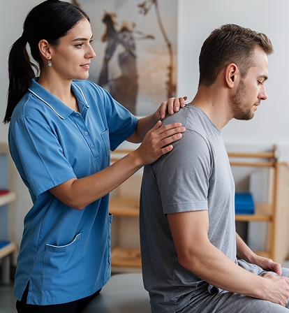 Physiotherapist providing treatment for neck pain