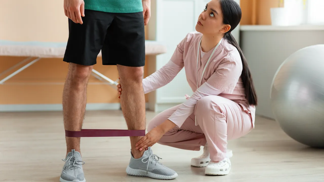Physiotherapist providing treatment for neck pain