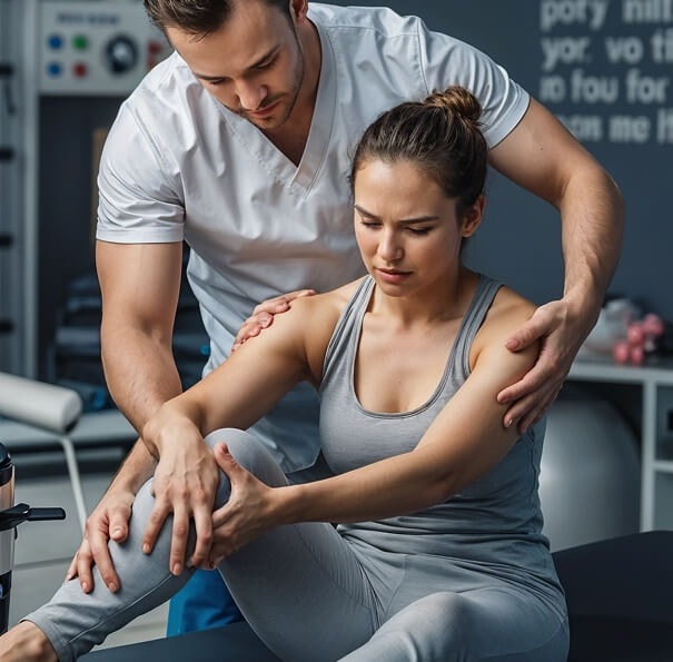 Physiotherapist providing treatment for neck pain
