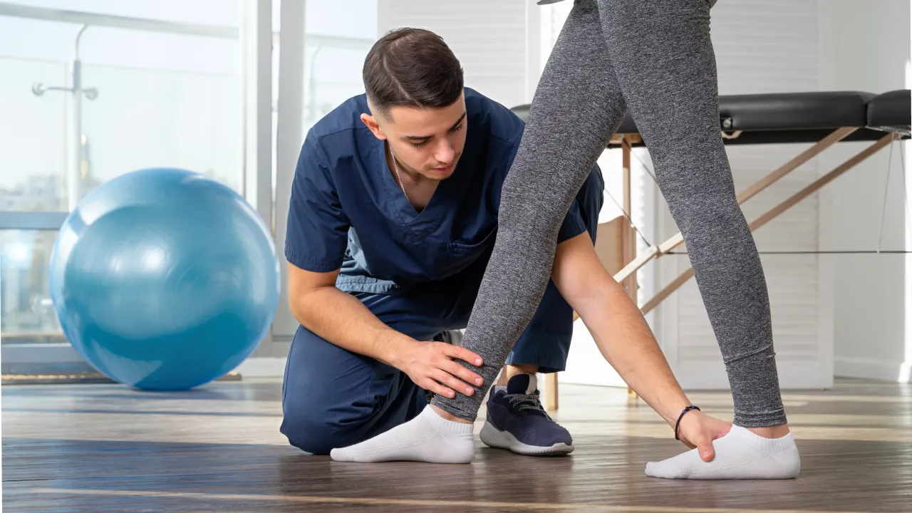 Physiotherapist providing treatment for neck pain