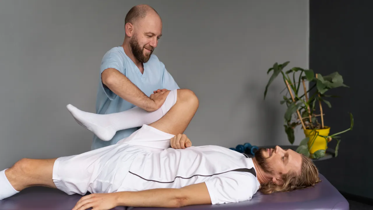 Physiotherapist providing treatment for neck pain