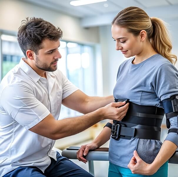 Physiotherapist providing treatment for neck pain